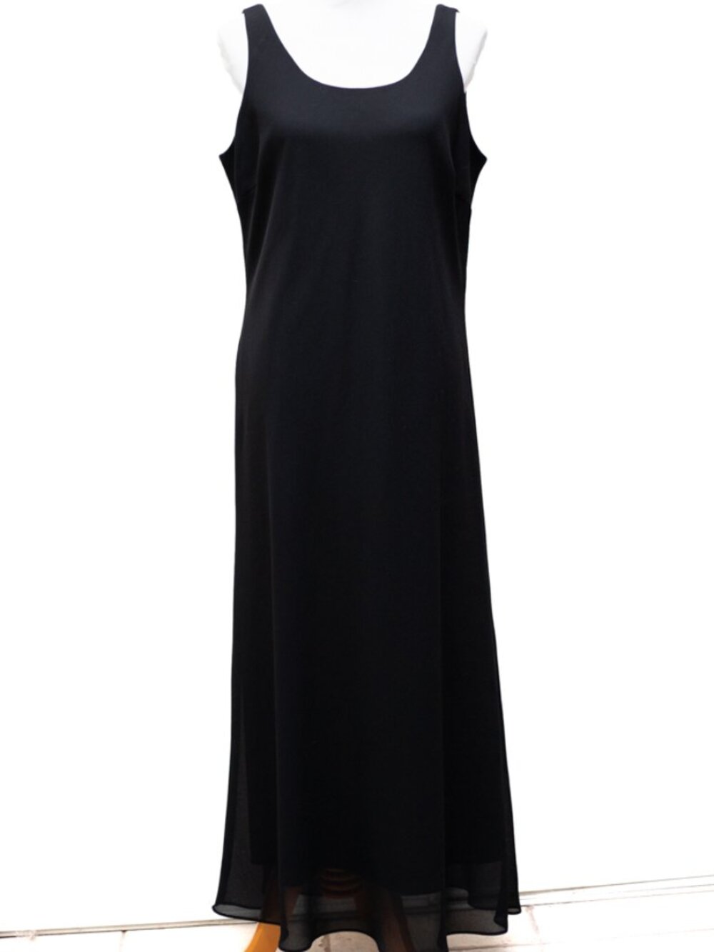 Virgo Black Sleeveless Maxi Dress Women's Size 18 Lined Sheer Hem Classic Formal